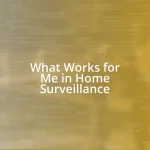 What Works for Me in Home Surveillance