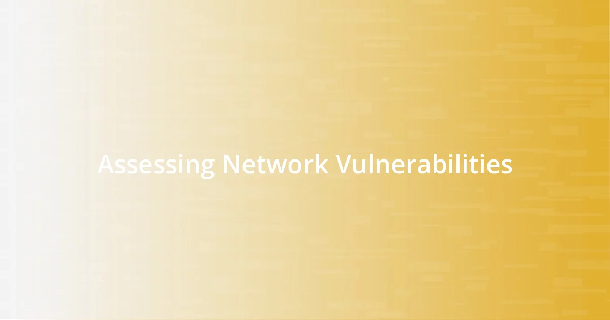 Assessing Network Vulnerabilities