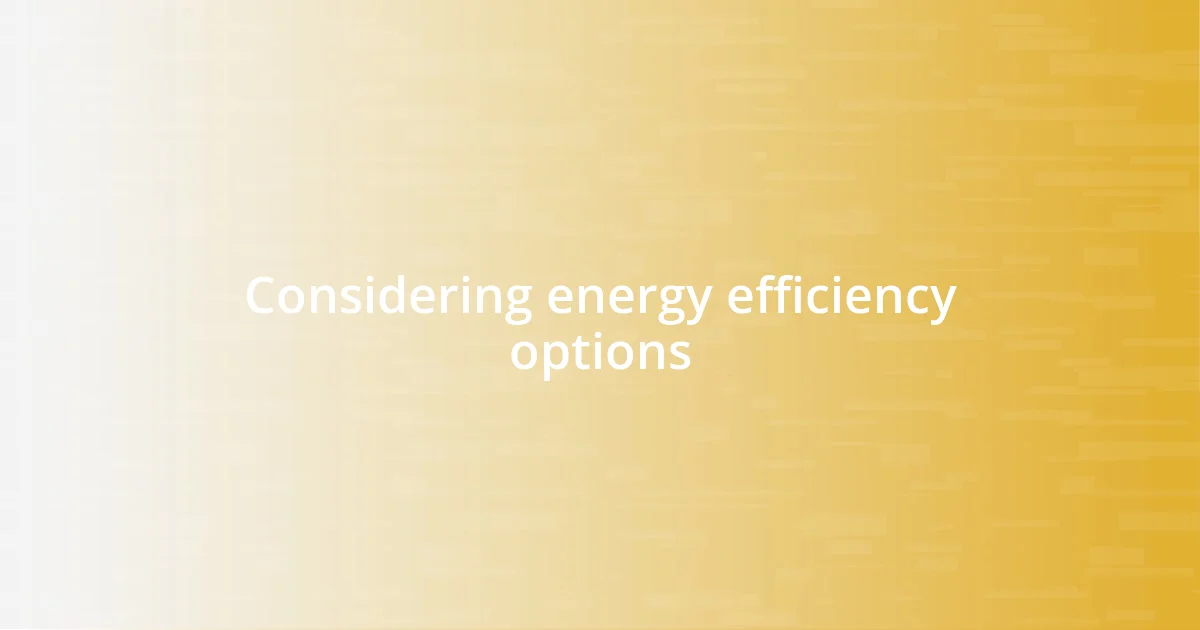 Considering energy efficiency options