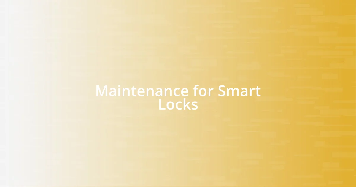 Maintenance for Smart Locks