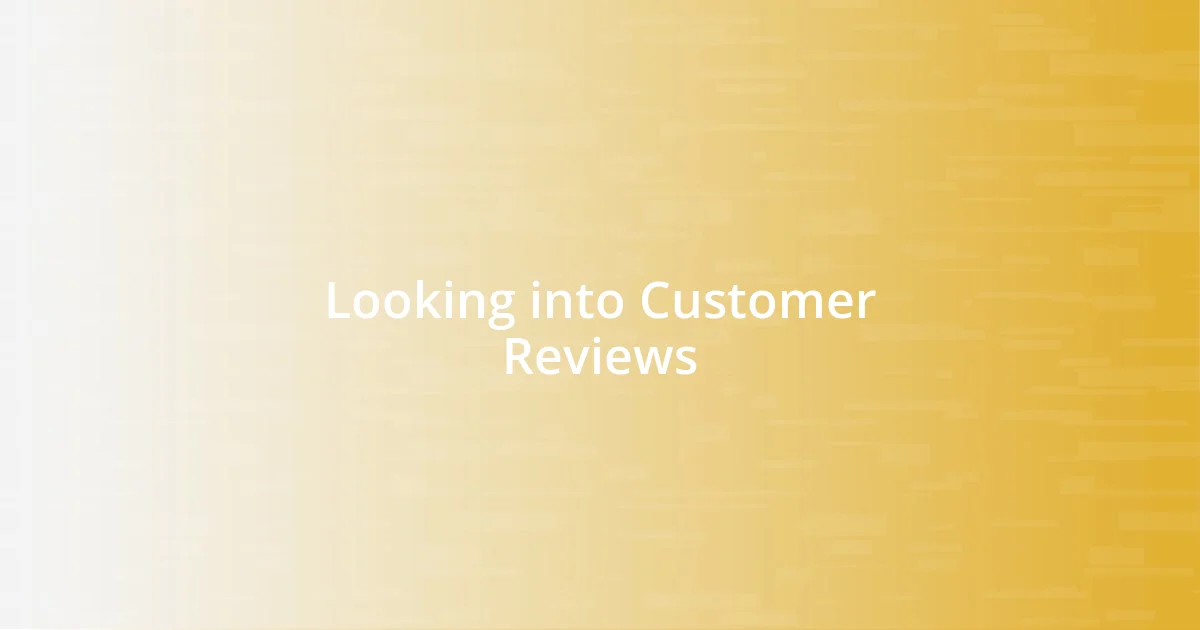 Looking into Customer Reviews