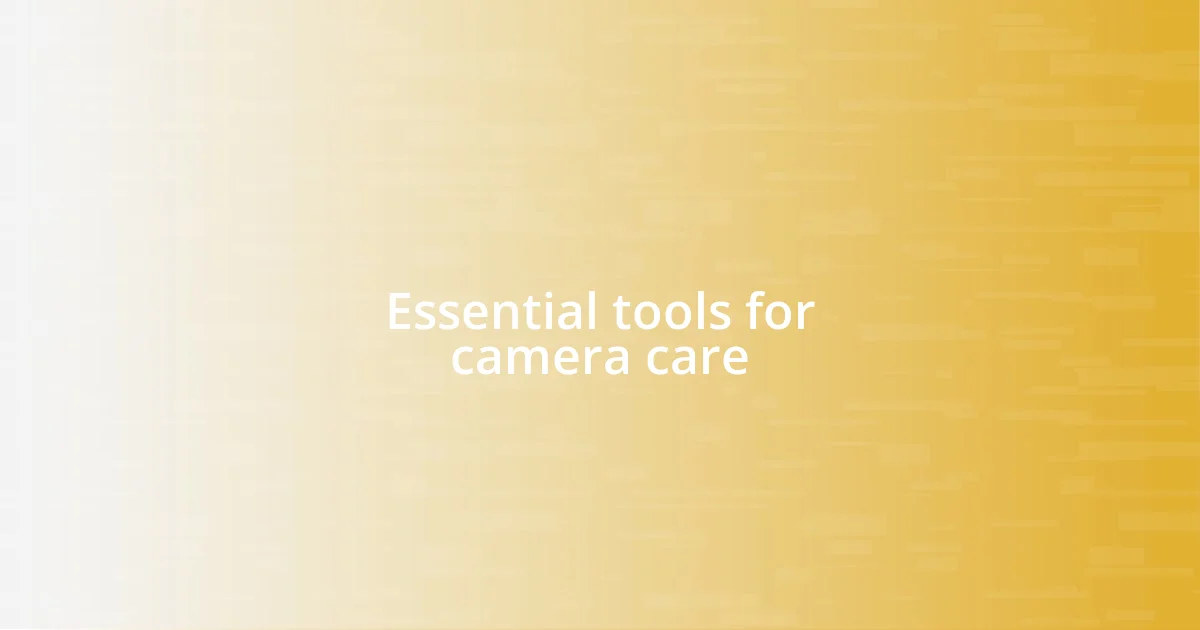 Essential tools for camera care