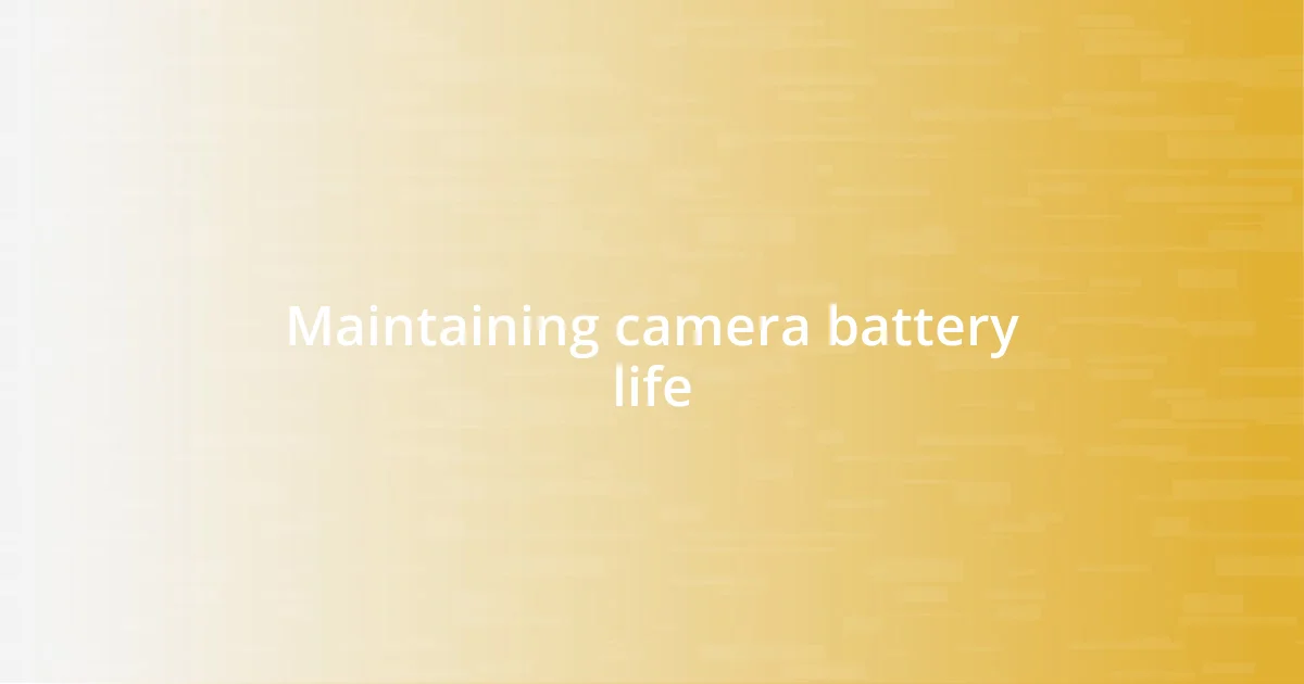 Maintaining camera battery life