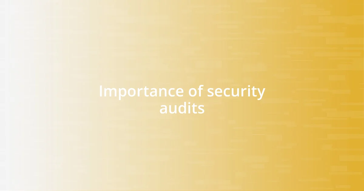 Importance of security audits