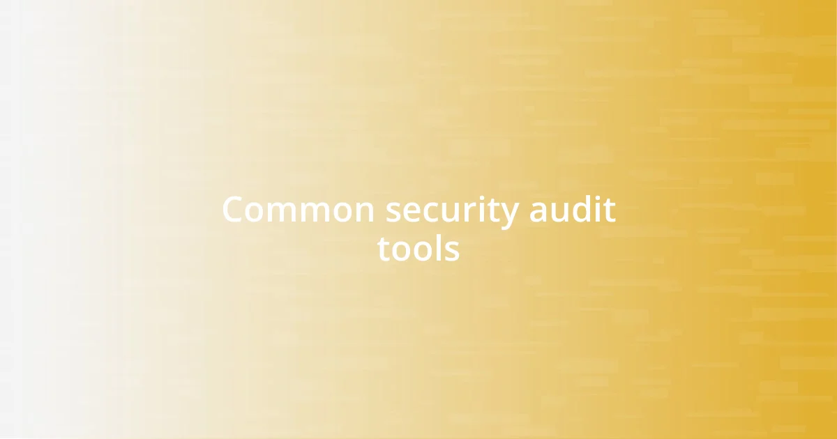 Common security audit tools