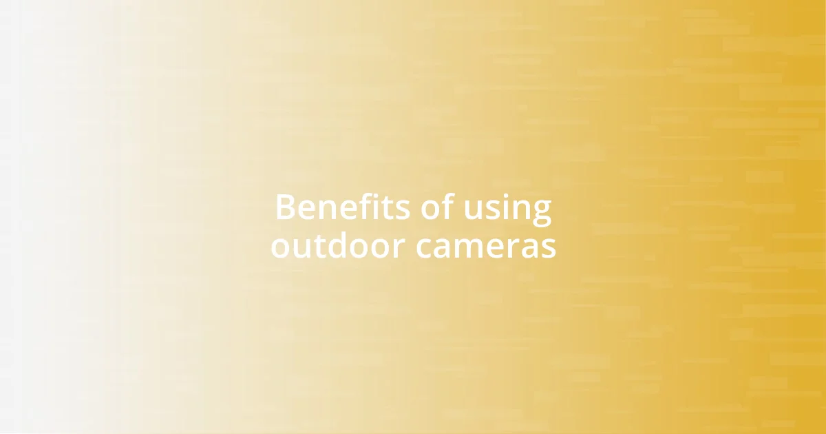 Benefits of using outdoor cameras