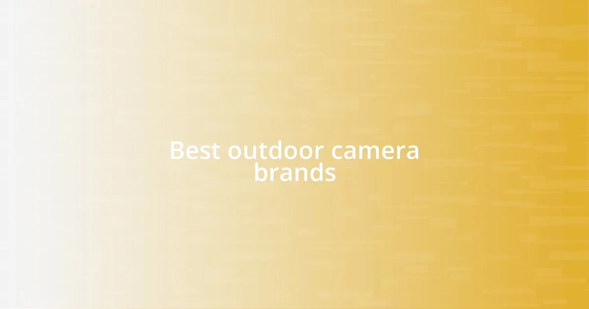 Best outdoor camera brands